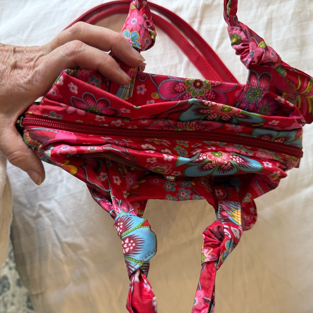 Oilily Red Floral Handbag with Removable Strap - Picture 5 of 10